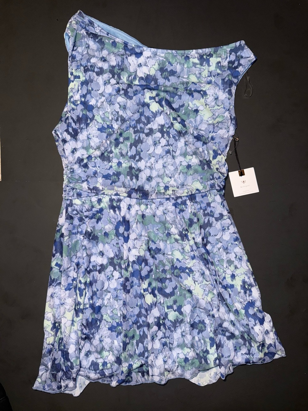 Floral One-Shoulder Blue Dress